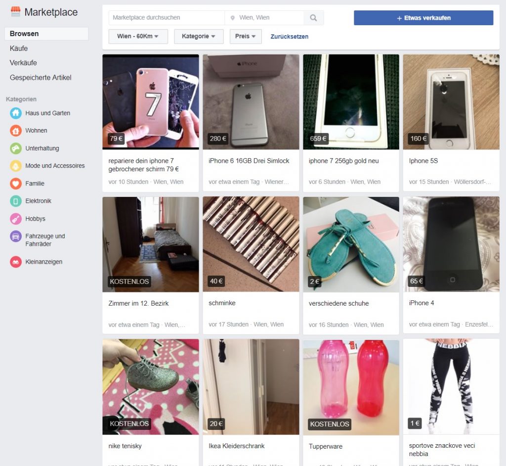 Facebook Marketplace Startseite Uebersicht