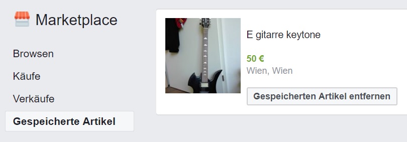 Facebook Marketplace Option gespeicherte Artikel